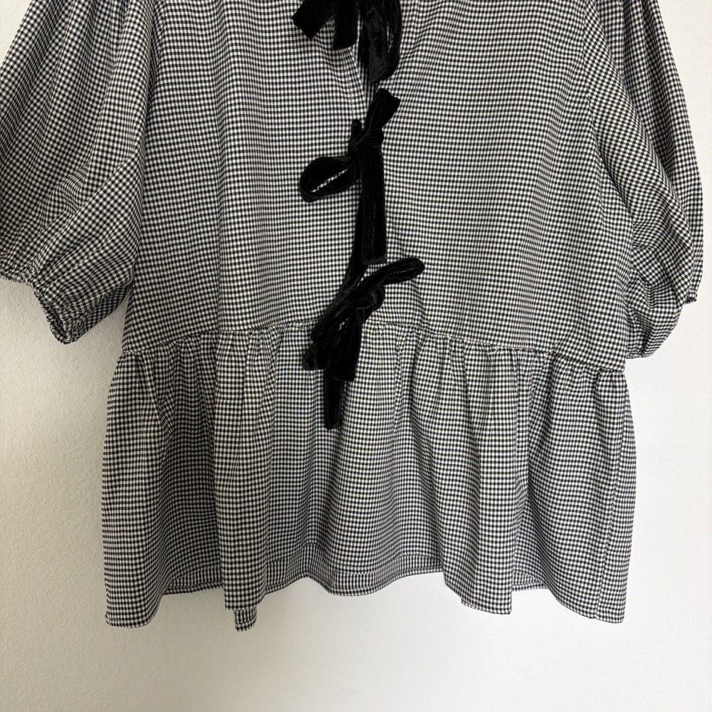 Chic Soul Women's Plus Take It Easy Now Top Black Gingham Sz 3X - Picture 4 of 7